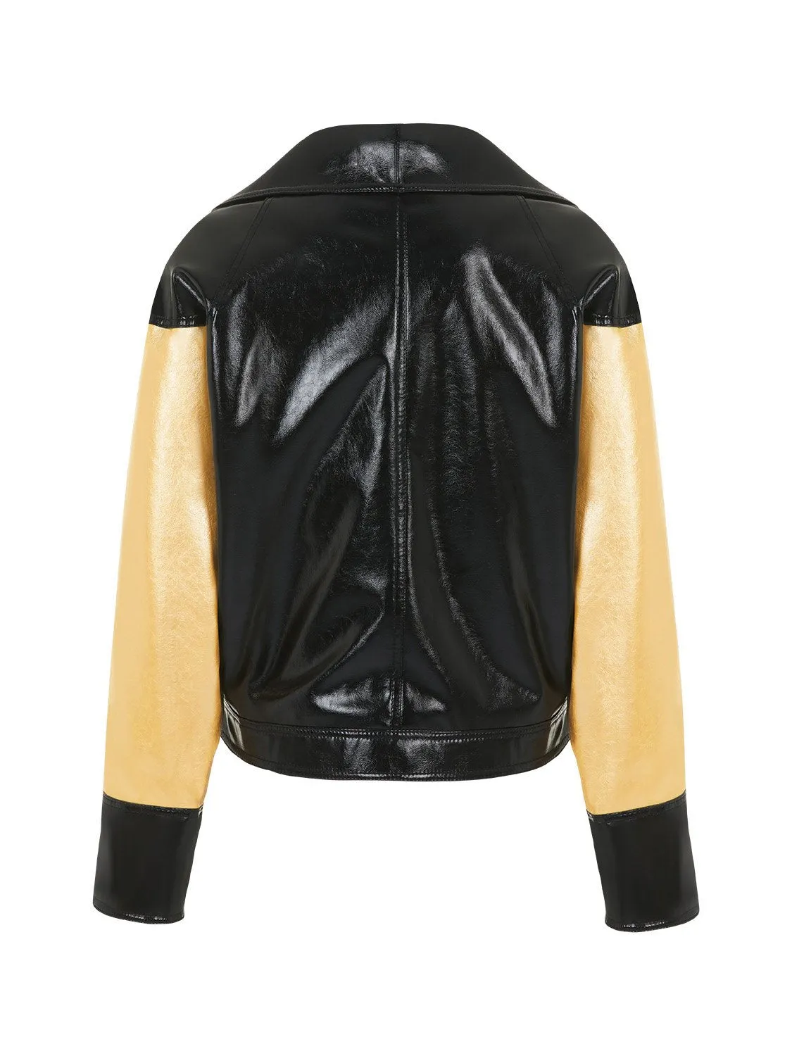 Wide Collar Patent Faux Leather Jacket