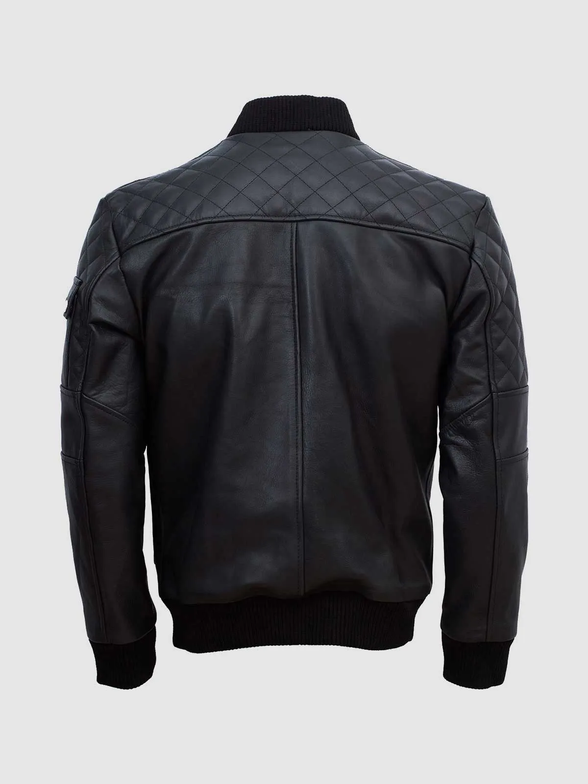 Work Wear Black Bomber Leather Jacket- Lavoro