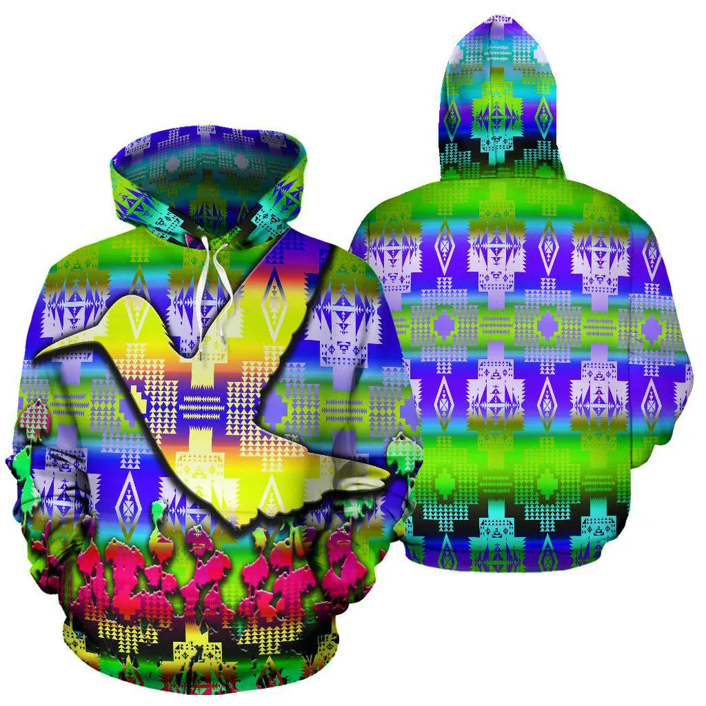 Yellow Hummingbird Feast Sokapi All Over Print Pullover Hoodie