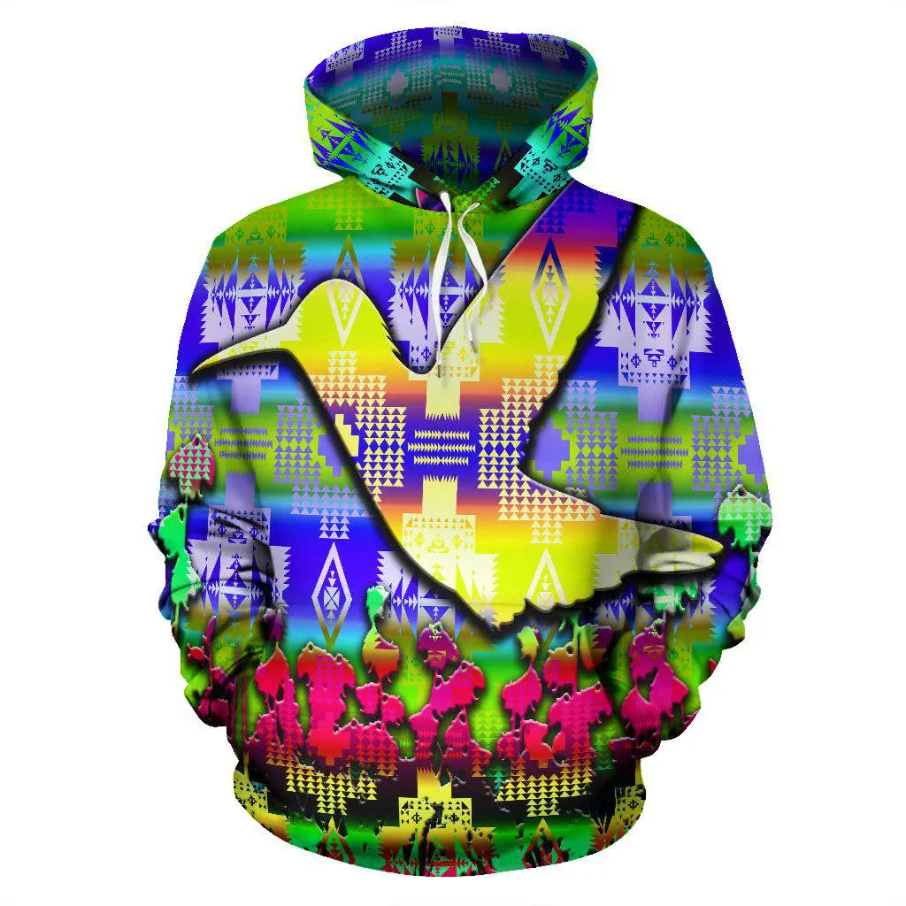 Yellow Hummingbird Feast Sokapi All Over Print Pullover Hoodie